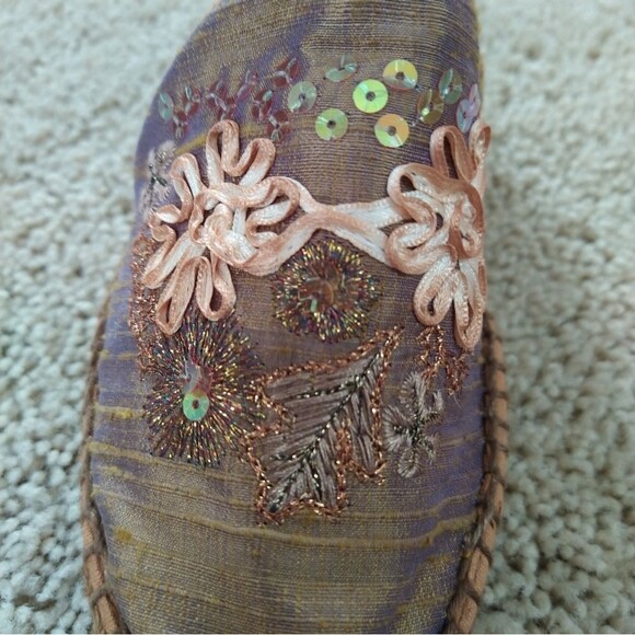 Eric Michael Espadrille Wrap Sandal Boho Ribbon Sequin Size EU 40 9 1/2 - Picture 6 of 12